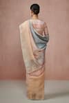 Shop_Dressfolk_Peach Linen Colorblocked Suhana Saree With Unstitched Blouse Piece _at_Aza_Fashions