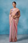 Buy_Dressfolk_Multi Color Linen Striped Sundazed Mania Saree With Unstitched Blouse Piece _at_Aza_Fashions