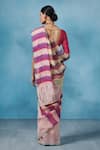 Shop_Dressfolk_Multi Color Linen Striped Lovestruck Gaze Saree With Unstitched Blouse Piece _at_Aza_Fashions