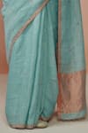 Dressfolk_Blue Linen Polka Fizaah Buti Woven Saree With Unstitched Blouse Piece _at_Aza_Fashions