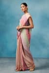 Dressfolk_Multi Color Linen Striped Mirage Broad Saree With Unstitched Blouse Piece _Online_at_Aza_Fashions