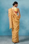 Shop_Dressfolk_Yellow Linen Striped Mimosa Saree With Unstitched Blouse Piece _at_Aza_Fashions