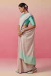 Dressfolk_Pink Pure Cotton Rainfall Reverie Band Saree With Unstitched Blouse Piece _Online_at_Aza_Fashions