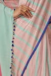 Buy_Dressfolk_Pink Pure Cotton Rainfall Reverie Band Saree With Unstitched Blouse Piece _Online_at_Aza_Fashions