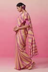 Shop_Dressfolk_Multi Color Pure Strawberry Summer Blaze Saree With Unstitched Blouse Piece _Online_at_Aza_Fashions