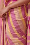 Dressfolk_Multi Color Pure Strawberry Summer Blaze Saree With Unstitched Blouse Piece _at_Aza_Fashions