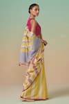 Shop_Dressfolk_Yellow Pure Cotton Striped Mango Relish Saree With Unstitched Blouse Piece _Online_at_Aza_Fashions