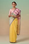 Buy_Dressfolk_Multi Color Pure Cotton Aam Bagaan Pallu Saree With Unstitched Blouse Piece _at_Aza_Fashions