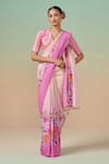 Buy_Dressfolk_Multi Color Linen Print Bloom Wildflower Saree With Unstitched Blouse Piece _at_Aza_Fashions