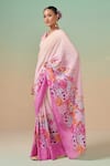 Dressfolk_Multi Color Linen Print Bloom Wildflower Saree With Unstitched Blouse Piece _Online_at_Aza_Fashions