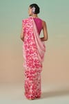 Shop_Dressfolk_Pink Linen Print Sakura Sway Saree With Unstitched Blouse Piece _at_Aza_Fashions