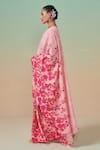 Dressfolk_Pink Linen Print Sakura Sway Saree With Unstitched Blouse Piece _Online_at_Aza_Fashions