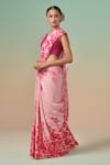 Shop_Dressfolk_Pink Linen Print Sakura Sway Saree With Unstitched Blouse Piece _Online_at_Aza_Fashions