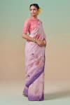 Shop Dressfolk Multi Color Linen Bahaar Print Saree Set With Running Blouse at Aza Fashions Shop_Dressfolk_Multi Color Linen Bahaar Print Saree Set With Running Blouse _at_Aza_Fashions