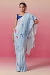 Buy_Dressfolk_Multi Color Linen Print Bulbul Saree With Unstitched Blouse Piece _at_Aza_Fashions