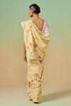 Shop_Dressfolk_Yellow Linen Print Aangan Saree With Unstitched Blouse Piece _at_Aza_Fashions