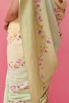 Buy_Dressfolk_Multi Color Linen Pattern Flower Handloom Saree With Unstitched Blouse Piece _Online_at_Aza_Fashions