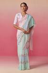 Buy_Dressfolk_Multi Color Linen Floral Vine Saree With Running Blouse _at_Aza_Fashions