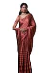 Dressfolk_Magenta Tissue Woven Stripe Pure Handloom Saree With Unstitched Blouse Piece _Online_at_Aza_Fashions