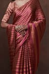 Buy_Dressfolk_Magenta Tissue Woven Stripe Pure Handloom Saree With Unstitched Blouse Piece _Online_at_Aza_Fashions