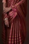 Shop_Dressfolk_Magenta Tissue Woven Stripe Pure Handloom Saree With Unstitched Blouse Piece 