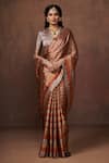 Dressfolk_Gold Tissue Woven Stripe Pattern Saree With Unstitched Blouse Piece _Online_at_Aza_Fashions