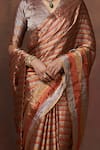 Shop_Dressfolk_Gold Tissue Woven Stripe Pattern Saree With Unstitched Blouse Piece _Online_at_Aza_Fashions