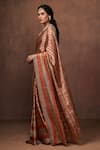 Shop_Dressfolk_Gold Tissue Woven Stripe Pattern Saree With Unstitched Blouse Piece 