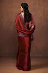 Shop_Dressfolk_Maroon Tissue Plain Handloom Saree With Unstitched Blouse Piece _at_Aza_Fashions