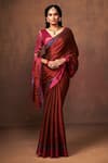 Shop_Dressfolk_Maroon Tissue Plain Handloom Saree With Unstitched Blouse Piece _Online_at_Aza_Fashions