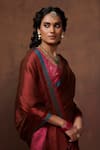 Buy_Dressfolk_Maroon Tissue Plain Handloom Saree With Unstitched Blouse Piece 