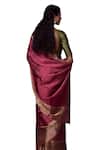 Buy_Dressfolk_Pink Tissue Plain Contrast Border Handloom Saree With Unstitched Blouse Piece _Online_at_Aza_Fashions