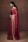 Shop_Dressfolk_Pink Tissue Plain Contrast Border Handloom Saree With Unstitched Blouse Piece _Online_at_Aza_Fashions