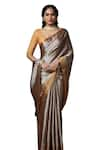 Dressfolk_Silver Tissue Plain Metallic Handloom Saree With Unstitched Blouse Piece _Online_at_Aza_Fashions