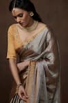 Dressfolk_Silver Tissue Plain Metallic Handloom Saree With Unstitched Blouse Piece _at_Aza_Fashions