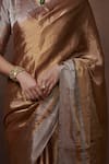 Buy_Dressfolk_Gold Tissue Plain Handloom Metallic Saree With Unstitched Blouse Piece _Online_at_Aza_Fashions