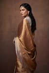 Shop_Dressfolk_Gold Tissue Plain Handloom Metallic Saree With Unstitched Blouse Piece 