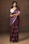 Buy_Dressfolk_Purple Tissue Zari Stripe Contrast Pattern Saree With Unstitched Blouse Piece _at_Aza_Fashions