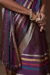 Buy_Dressfolk_Purple Tissue Zari Stripe Contrast Pattern Saree With Unstitched Blouse Piece _Online_at_Aza_Fashions