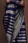 Dressfolk_Blue Tissue Zari Stripe Dual Tone Pattern Saree With Unstitched Blouse Piece _at_Aza_Fashions