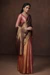 Buy_Dressfolk_Multi Color Tissue Plain Block Handwoven Saree With Unstitched Blouse Piece 