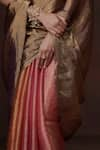 Shop_Dressfolk_Multi Color Tissue Plain Block Handwoven Saree With Unstitched Blouse Piece 