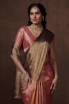 Dressfolk_Multi Color Tissue Plain Block Handwoven Saree With Unstitched Blouse Piece _Online