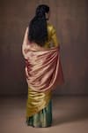 Shop_Dressfolk_Multi Color Tissue Plain Handwoven Block Saree With Unstitched Blouse Piece _at_Aza_Fashions