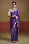 Buy_Dressfolk_Purple Silk Woven Floral Butti Pattern Saree With Unstitched Blouse Piece _at_Aza_Fashions