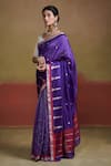 Dressfolk_Purple Silk Woven Floral Butti Pattern Saree With Unstitched Blouse Piece _Online_at_Aza_Fashions