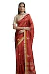 Dressfolk_Red Silk Woven Bird Motif Pattern Saree With Unstitched Blouse Piece _Online_at_Aza_Fashions