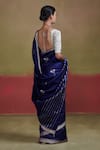 Shop_Dressfolk_Blue Silk Woven Floral Motif Pattern Saree With Unstitched Blouse Piece _at_Aza_Fashions