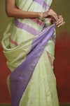 Dressfolk_Green Silk Stripe Triple Tone Pattern Saree With Unstitched Blouse Piece _at_Aza_Fashions