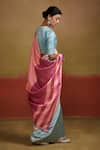 Shop_Dressfolk_Pink Silk Plain Ombre Saree With Unstitched Blouse Piece _at_Aza_Fashions